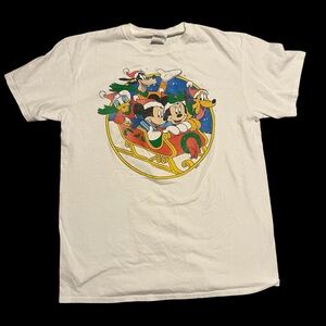 Vintage Disney Christmas Sleigh Squad Mickey Mens T-Shirt Medium Holiday Graphic